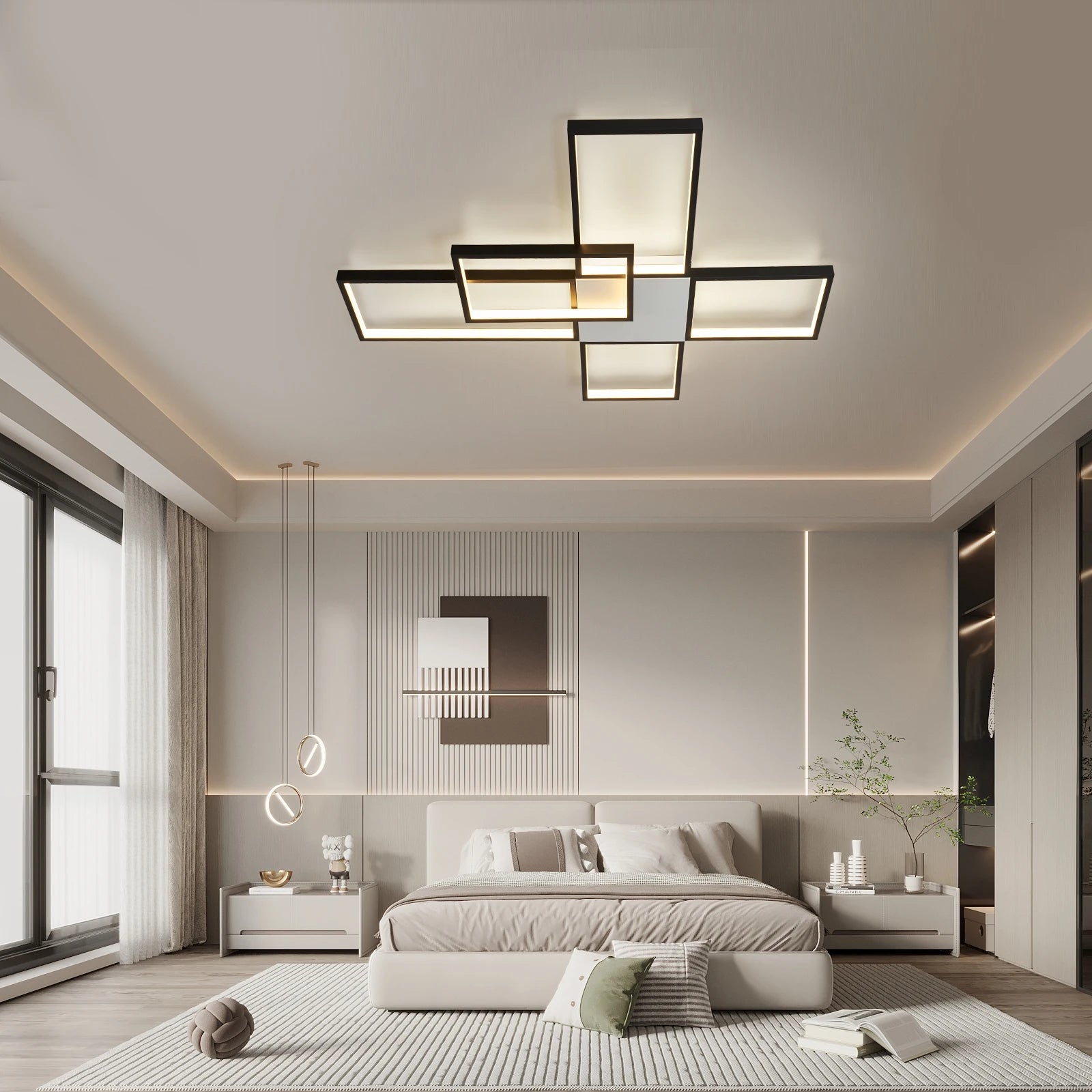 Lampe plafonnier LED design géométrique minimaliste scandinave