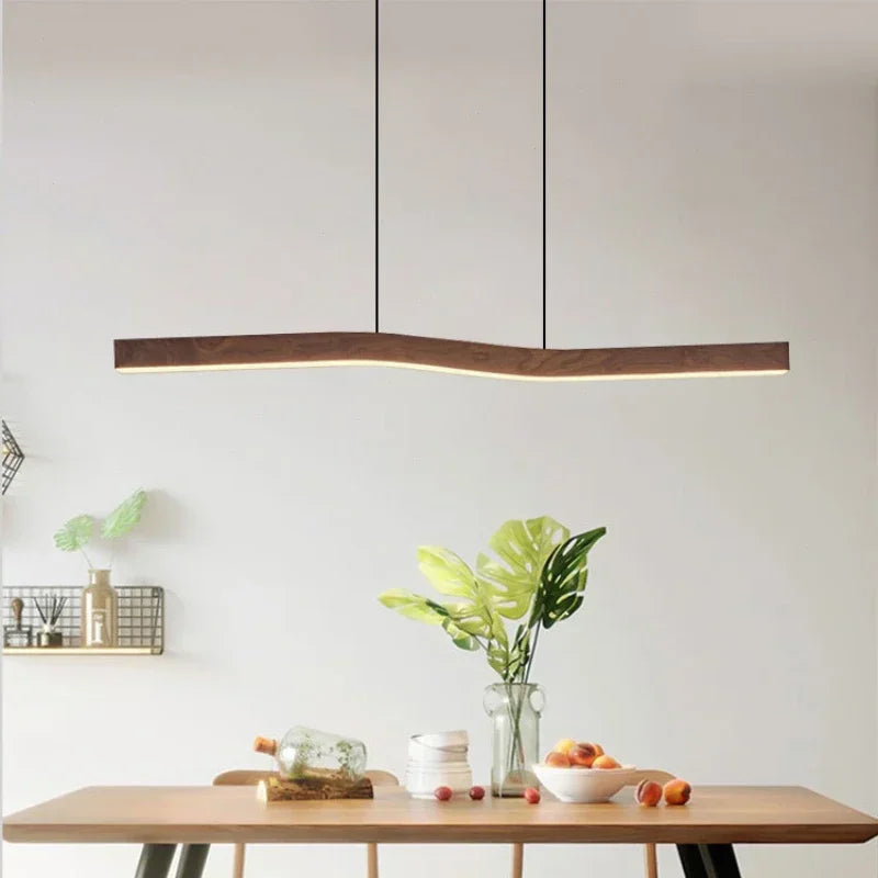 Suspension LED Rétro Bois Noyer