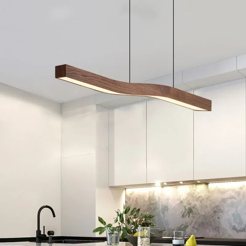 Suspension LED Rétro Bois Noyer