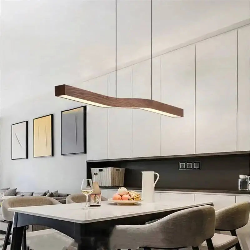 Suspension LED Rétro Bois Noyer